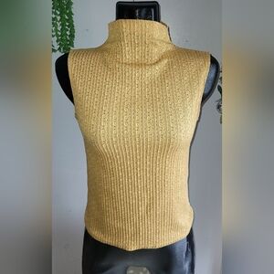 Dynamite Mustard Colored Funnel Neck Sleeveless Top S